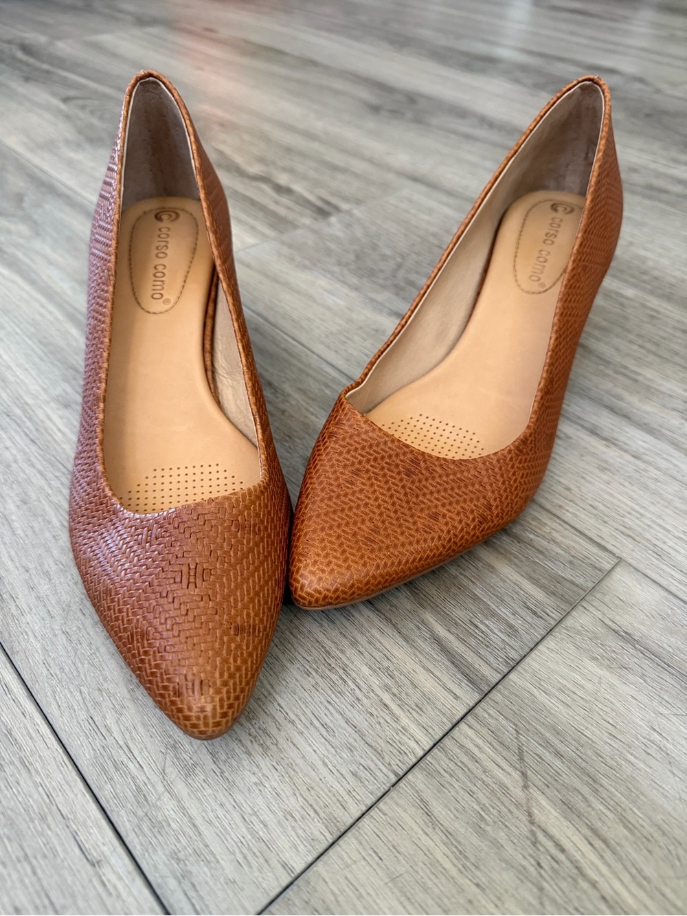 Corso Como Women’s Pointed Toe Flats in Cognac
